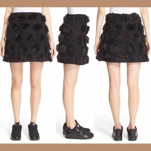 NWT $305 NICOPANDA Faux‎ Fur Dot Mini Skirt in Black [SZ 4 ]